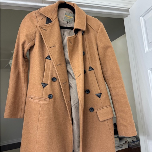 J. Crew Wearmaster Vintage Tan Pea Coat with Black Accents - Picture 1 of 2